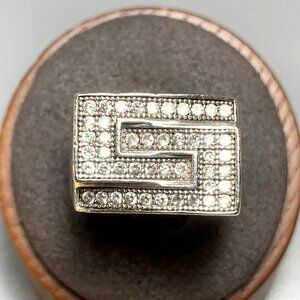 VTG Sterling Silver 925 Cubic Zirconia Greek Key Design Pave Band Ring Size 7.75